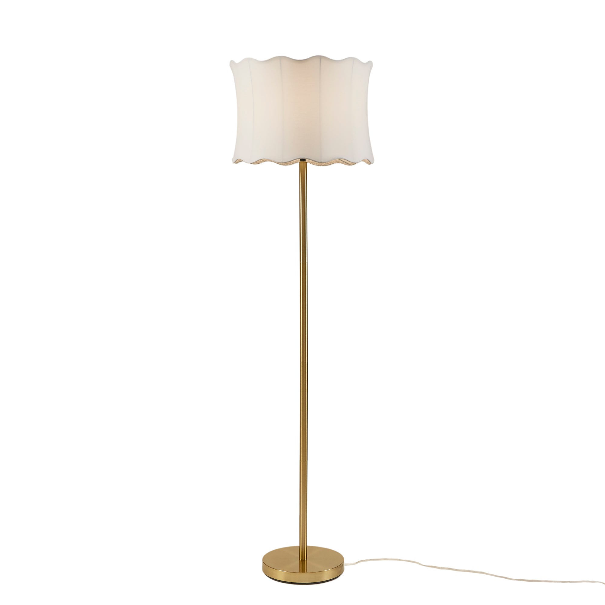 Textured Ceramic Floor Lamp with Fluted Fabric Shade
