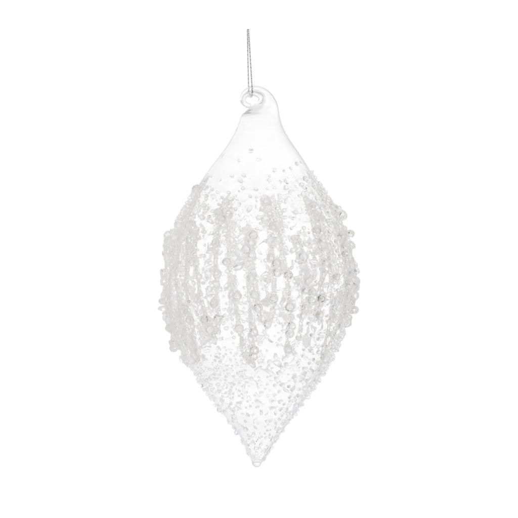 Clear Glass Ornament with Silver Bead Design (Set of 6)
