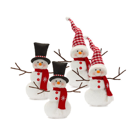 Plush-Snowman-Shelf-Sitter-with-Hat-and-Scarf-Accent-(Set-of-4)-Decor
