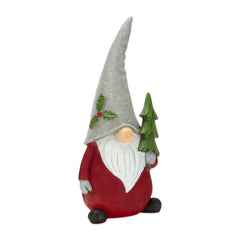 Holiday Gnome Figurine with Pine Tree and Wreath Accent (Set of 2)