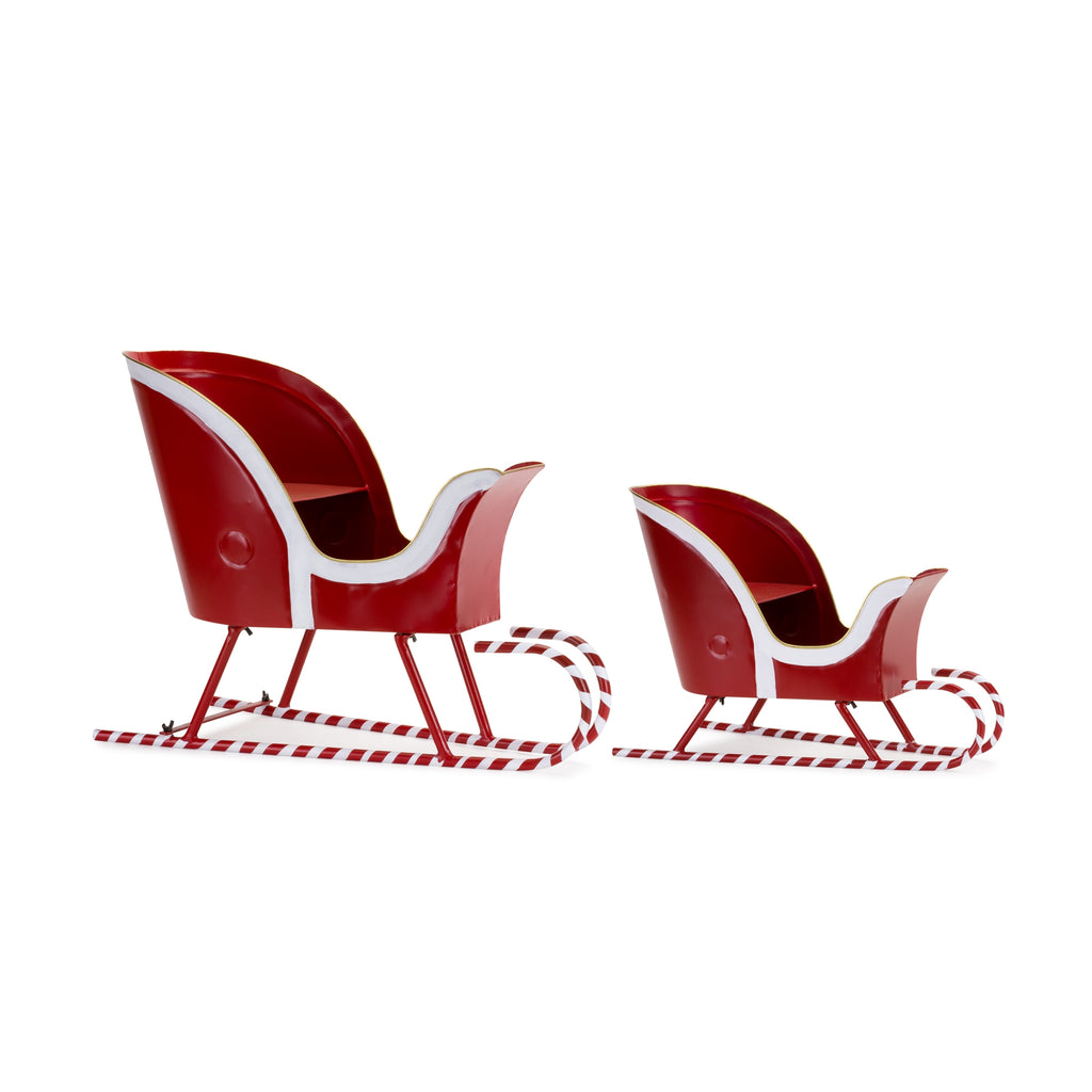 Metal-Sleigh-Decor-with-Candy-Cane-Accent-(Set-of-2)-Decor