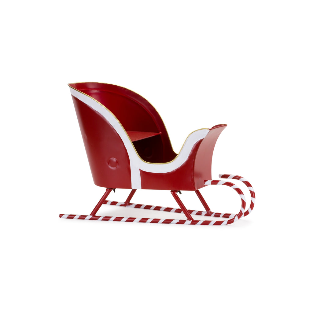 Metal Sleigh Decor with Candy Cane Accent (Set of 2)