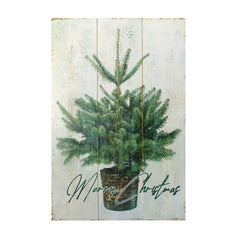 Wooden Merry Christmas Tree Plaque (Set of 2)
