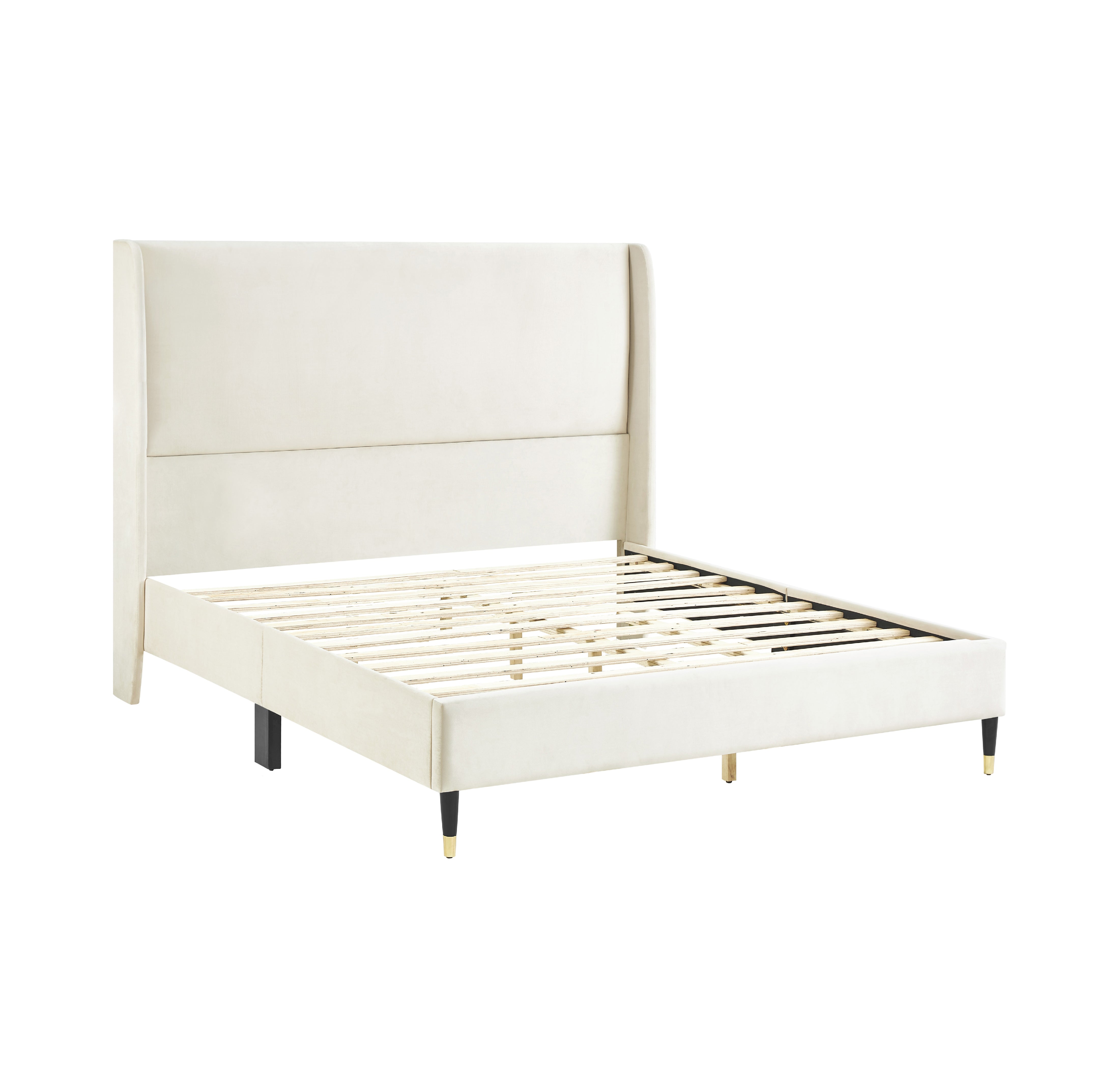 Rozita Velvet Wingback Platform Bed