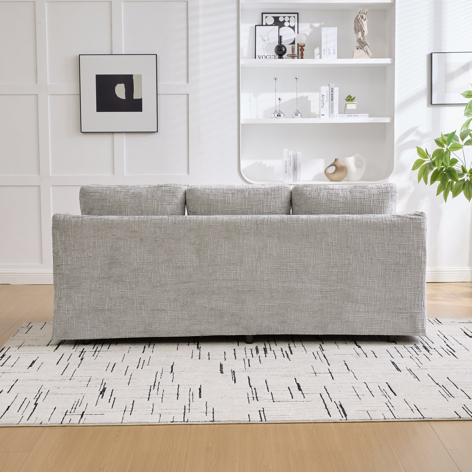 Three-Seater Modern Casual Chenille Sofa with Deep Seat