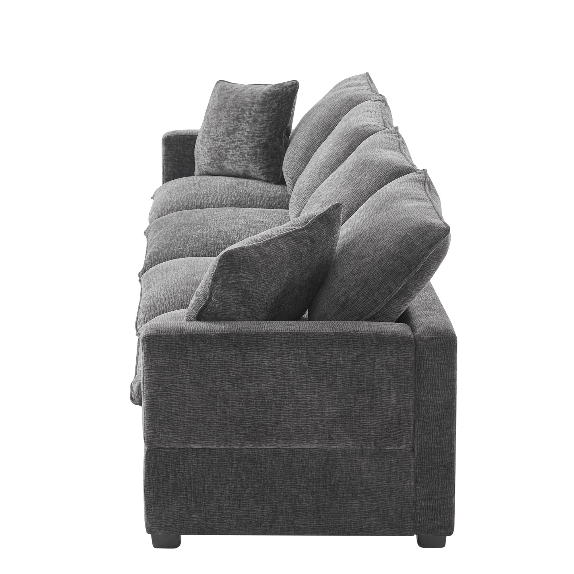Chenille Modular Sofa with 2 Pillows, Seats 4
