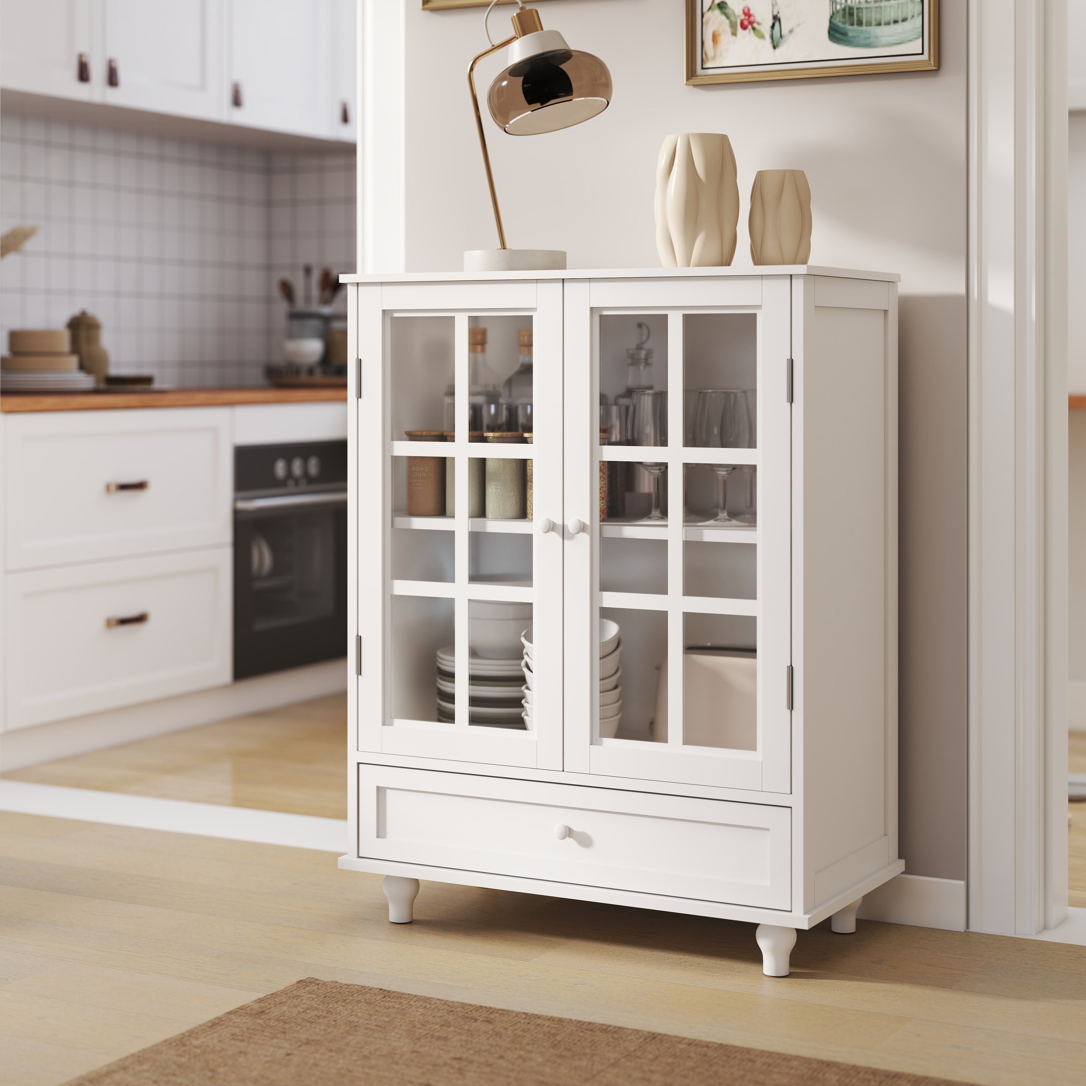 Double Glass Door Accent Cabinet