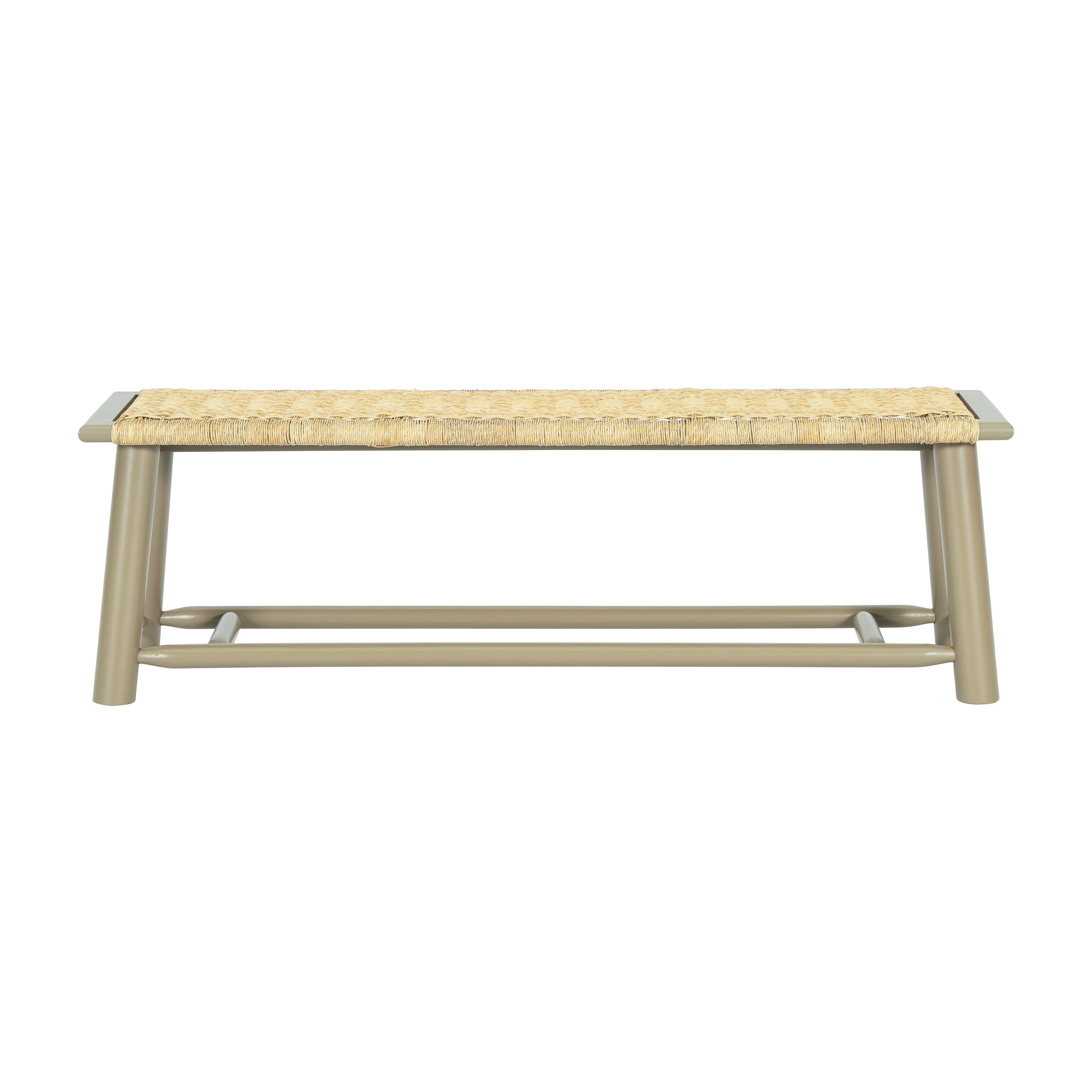 Farmhouse Modern Solid Wood Rattan Bench