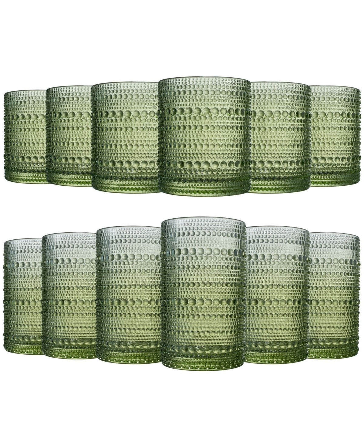 Green Hobnail Acrylic Reusable Glasses Set of 6