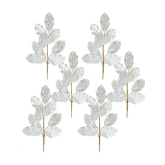 Ivory-Magnolia-Leaf-Spray-with-Silver-Accent-(Set-of-6)-Faux-Florals