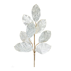 Ivory Magnolia Leaf Spray with Silver Accent (Set of 6)
