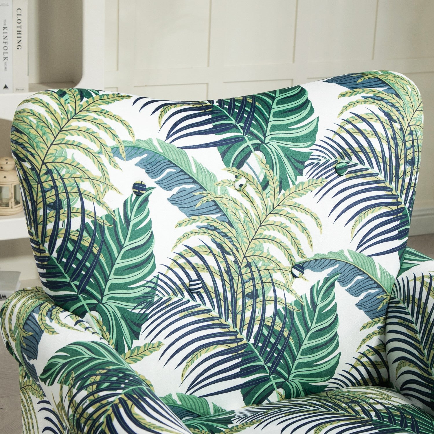 Palm Pattern  Wingback Accent Chair