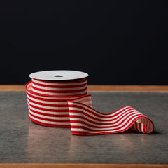Red White Striped Ribbon (Set of 2) 2.5" x 10 Yds