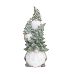 Stone Holiday Gnome Stack with Pine Tree Hat 23.25"