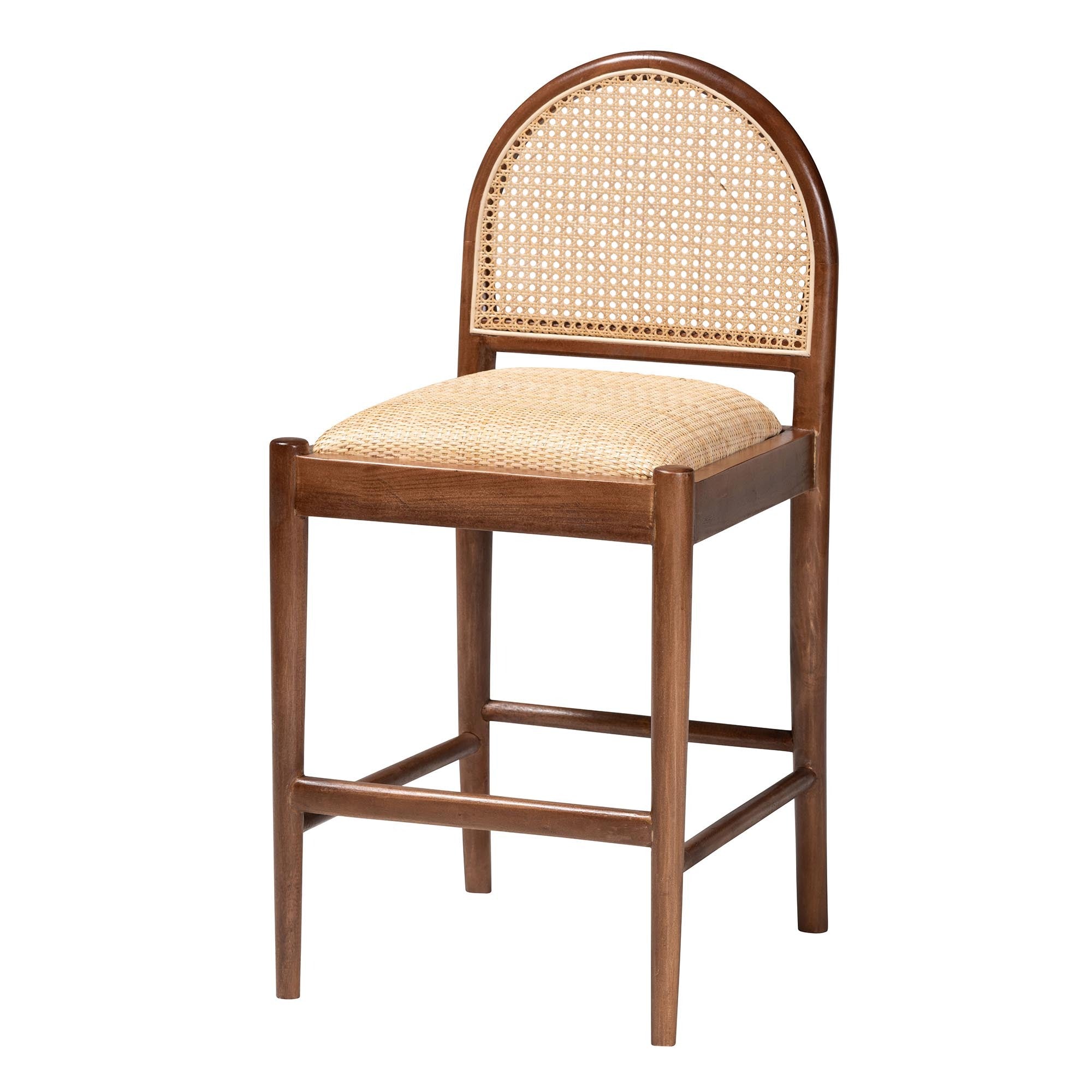 Mason Rattan and Acacia Wood Counter Stool