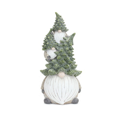 Stone Holiday Gnome Stack with Pine Tree Hat (Set of 2)