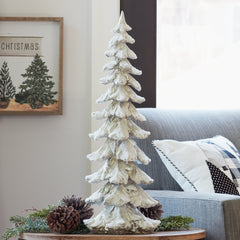 Flocked Snowy Silver Holiday Tree Décor 26"