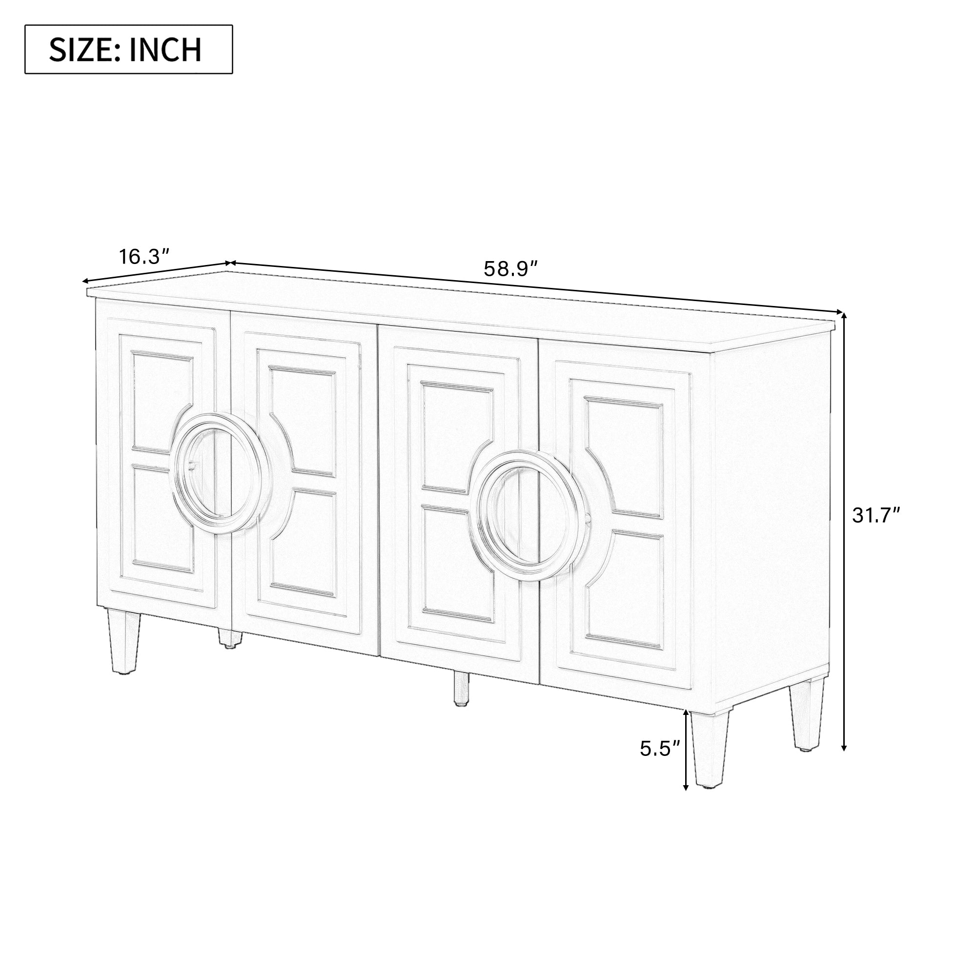 Modern 4-Door Sideboard