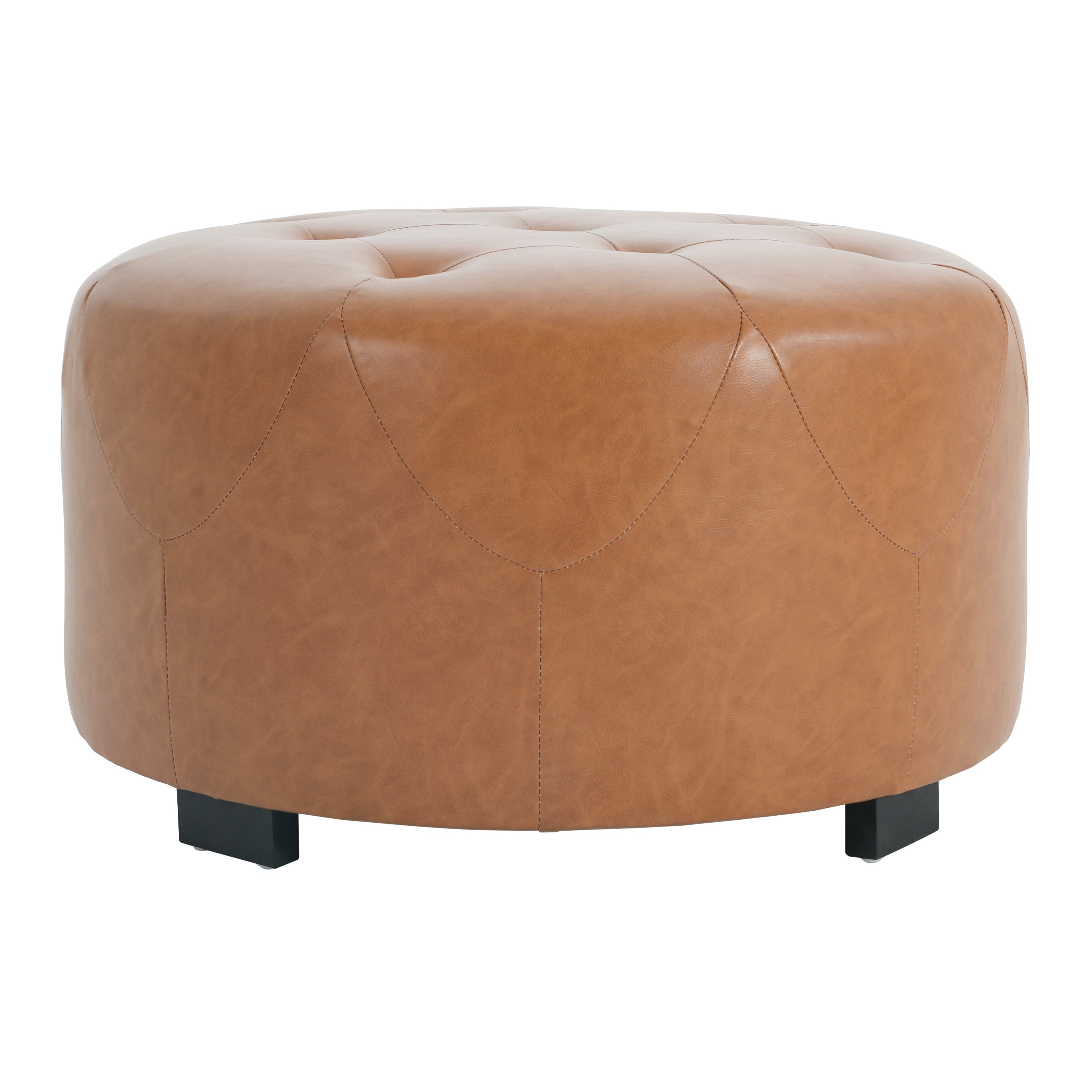 Upholstered Button Tufted Round Ottoman