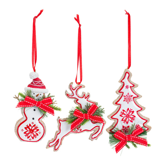Nordic-Snowflake-Character-Tree-Ornament-with-Pine-Bow-Accent-(Set-of-6)-Ornaments