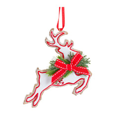 Nordic Snowflake Character Tree Ornament with Pine Bow Accent (Set of 6)