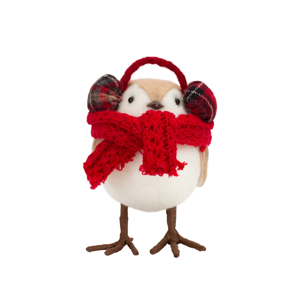 Plush Winter Bird Shelf Sitter with Scarf and Ear Muffs (Set of 12)