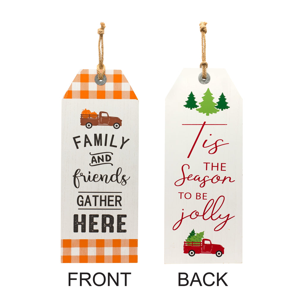 Reversible Fall Friends and Jolly Holiday Tag 23.5"