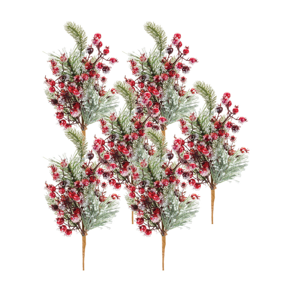 Iced-Winter-Pine-and-Berry-Spray-(Set-of-6)-Faux-Florals
