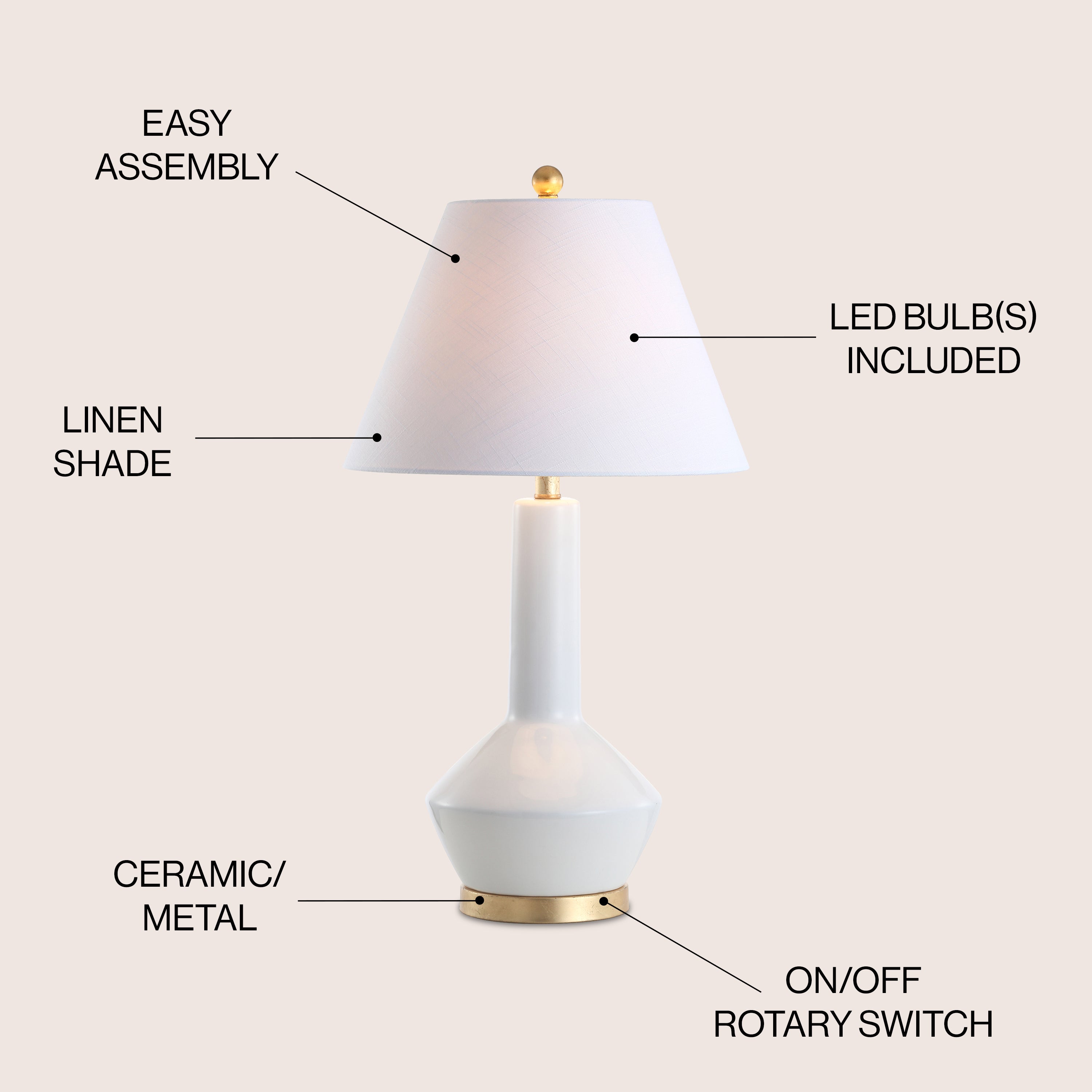 Copenhagen Ceramic/Metal LED Table Lamp