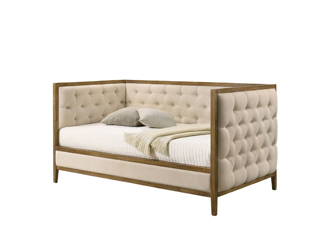 Tufted Upholstered Wood Trim Twin Size Daybed