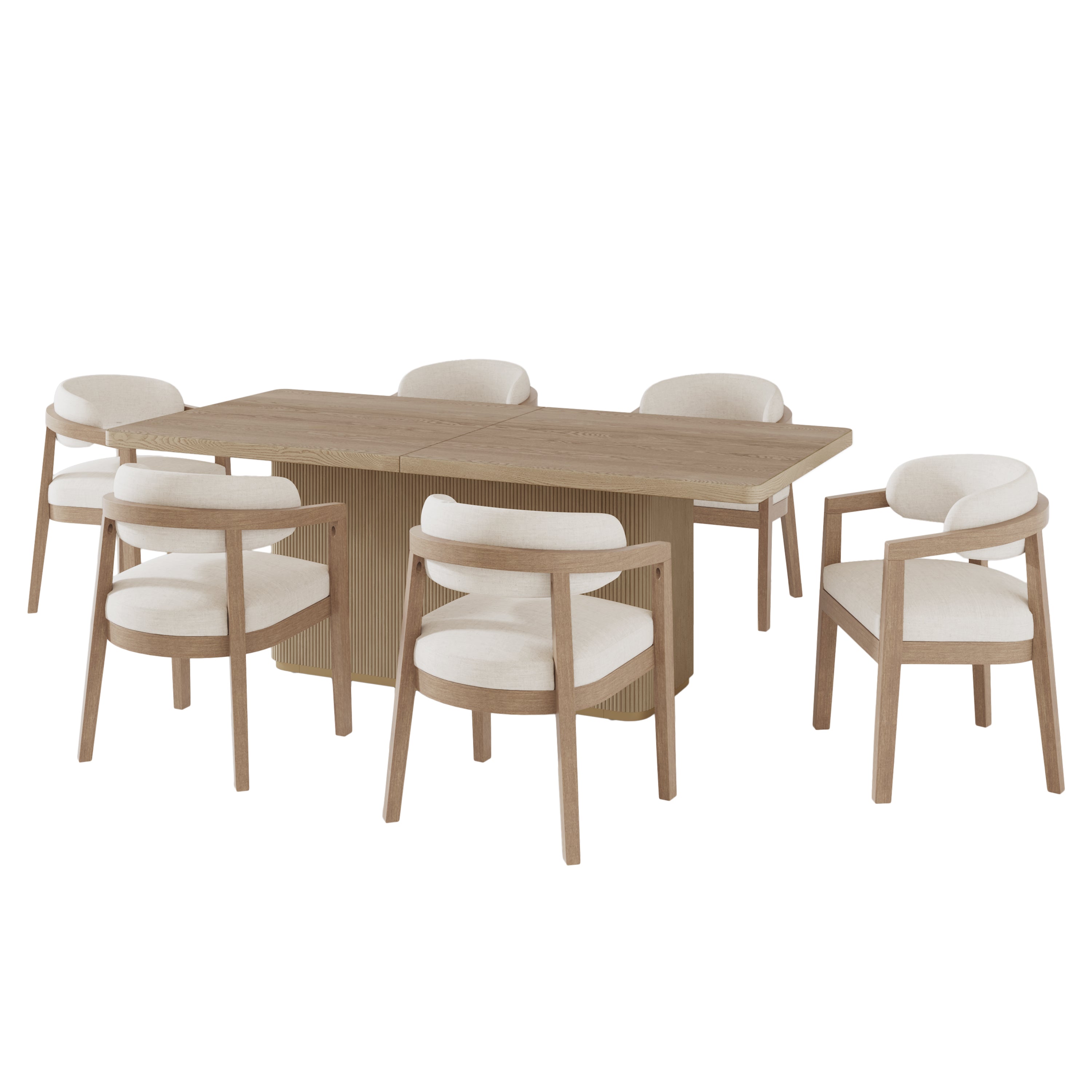 Whitfield 7-Piece Wood Upholstered Dining Set with U-Back Chairs