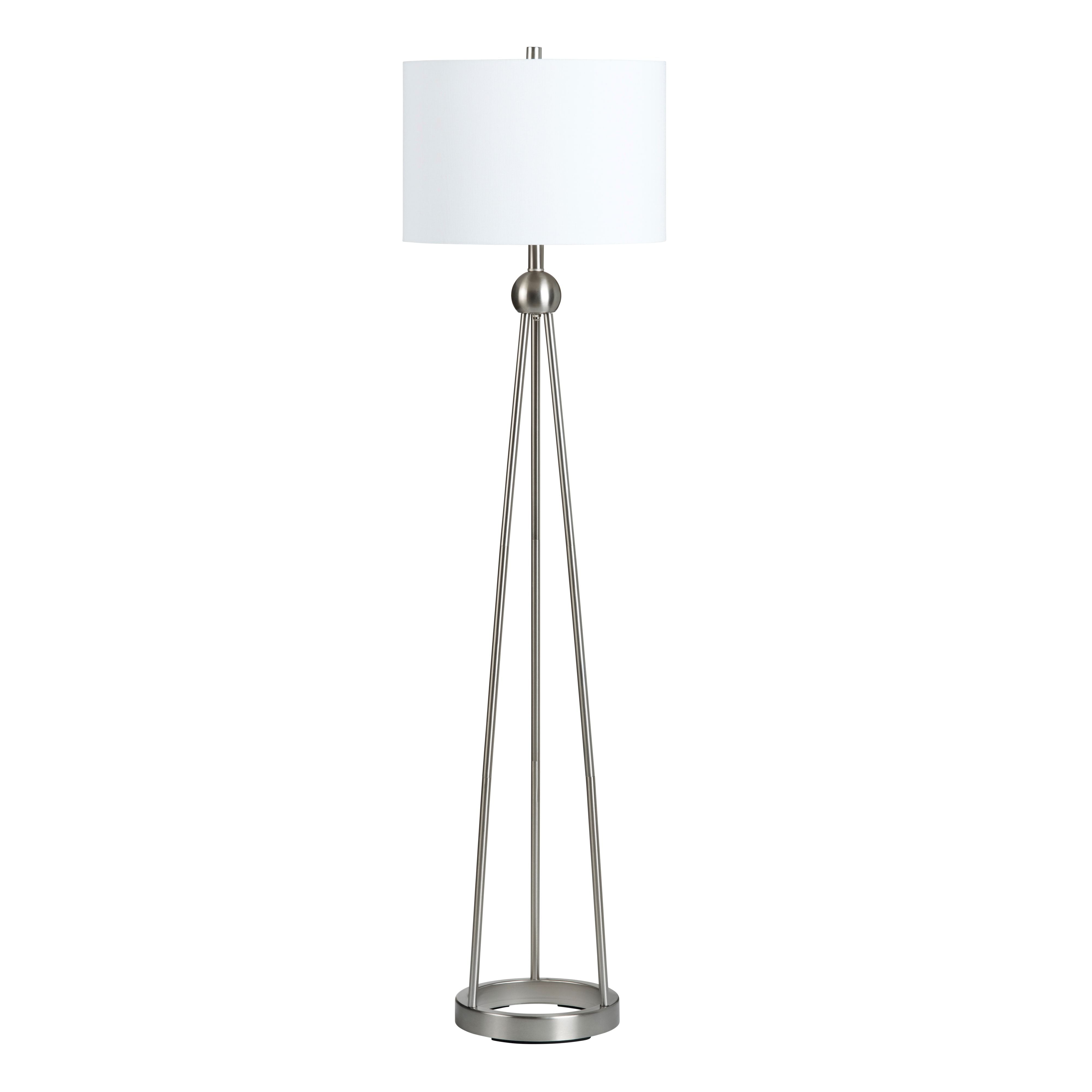 Silver Metal Floor Lamp With Shade