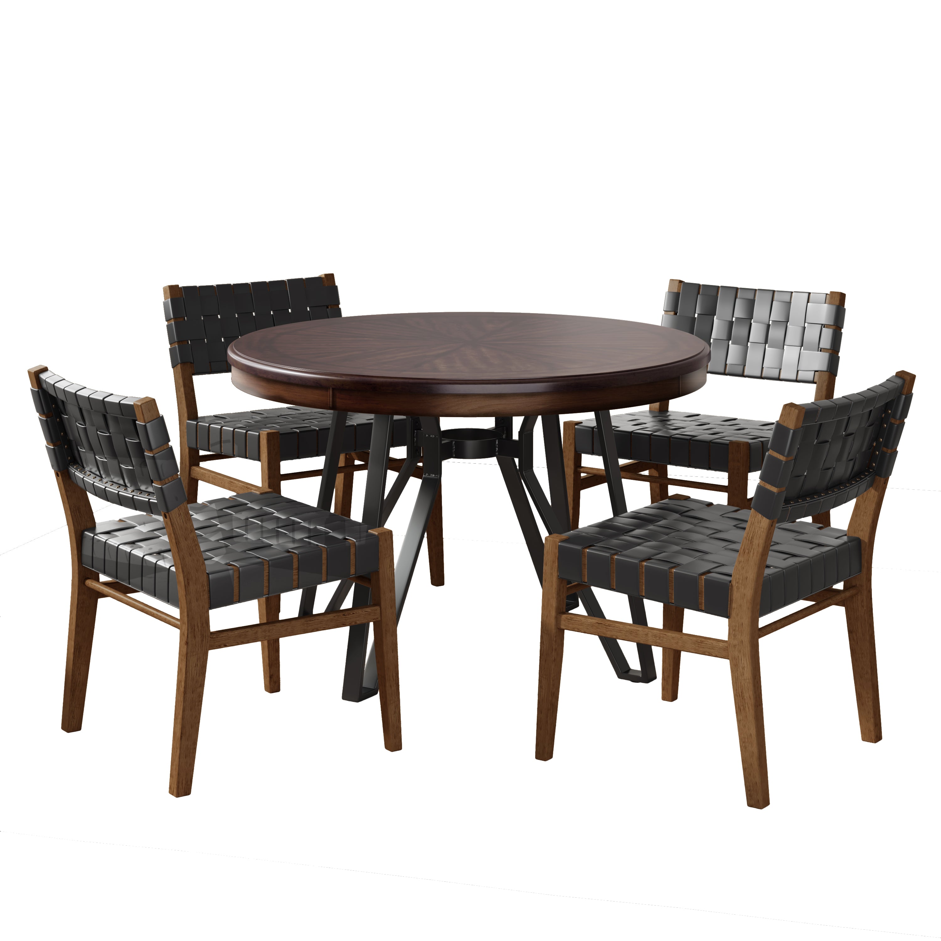 Crosswell 5-Piece Dining Set with Woven Chairs