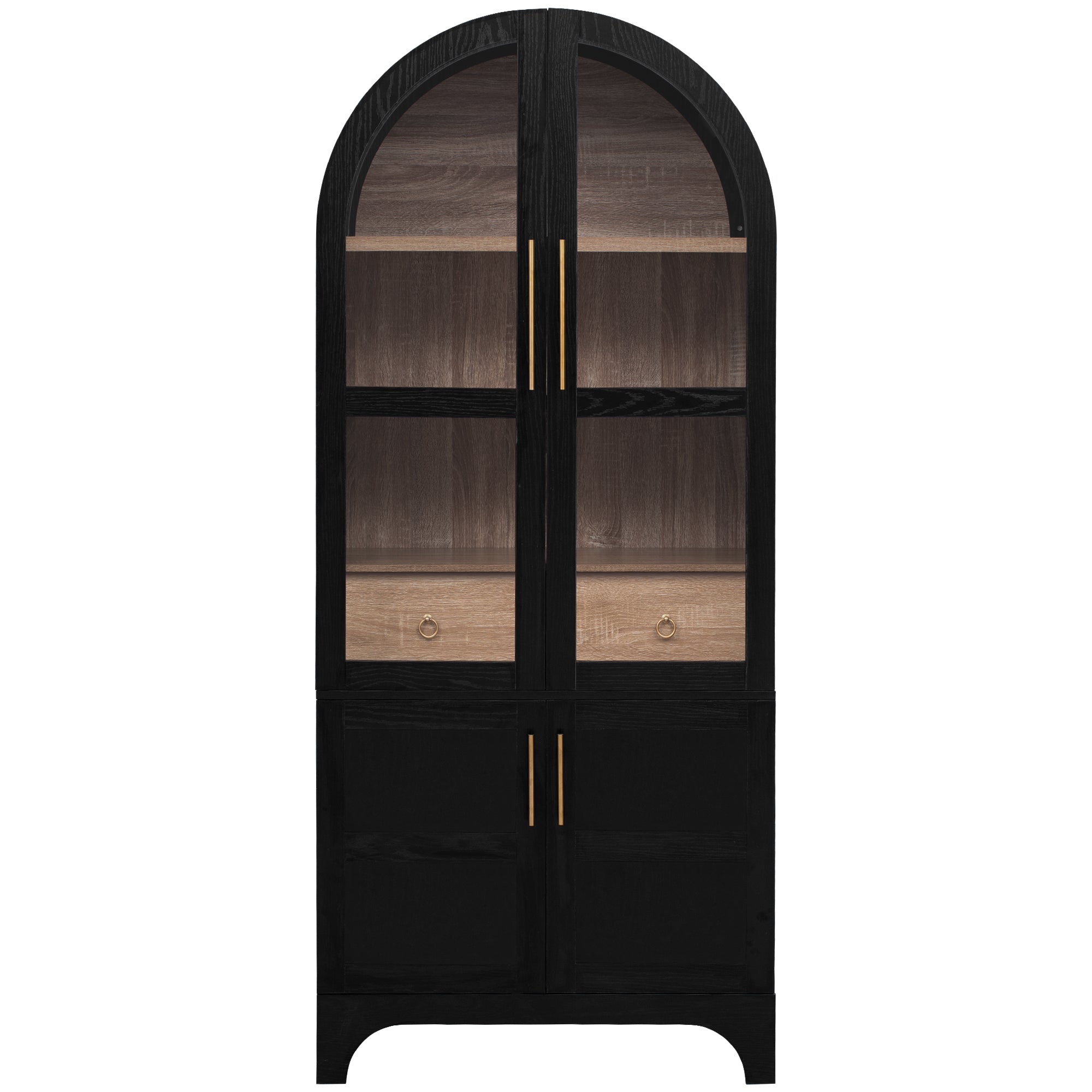 Farmhouse Kitchen Storage Cabinet with Open & Adjustable Shelves