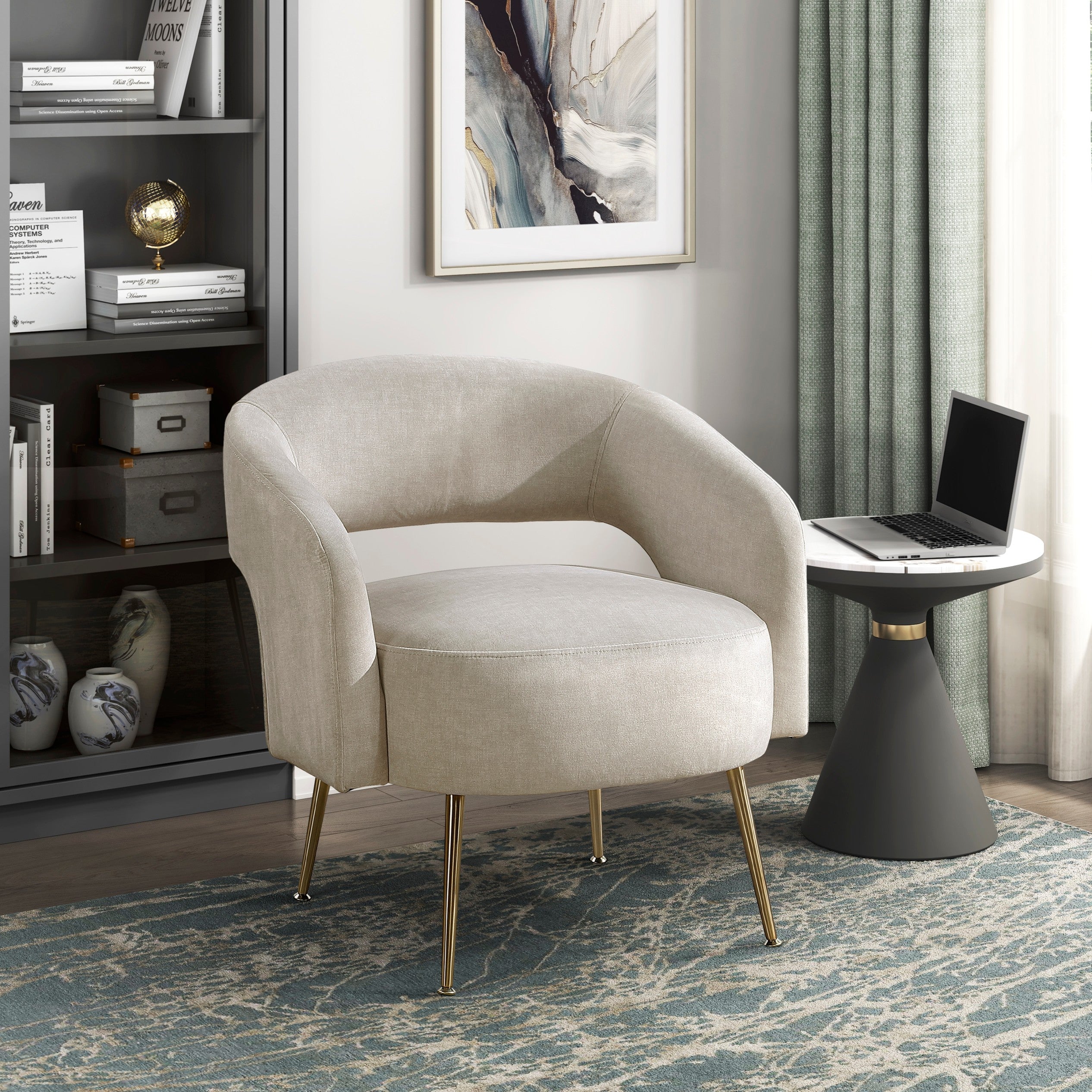 Modern Dark Green Soft Velvet Accent Chair Plush Foam Comfort Upholstery Gold Finish Legs Luxurious Living Room Furniture 1pc
