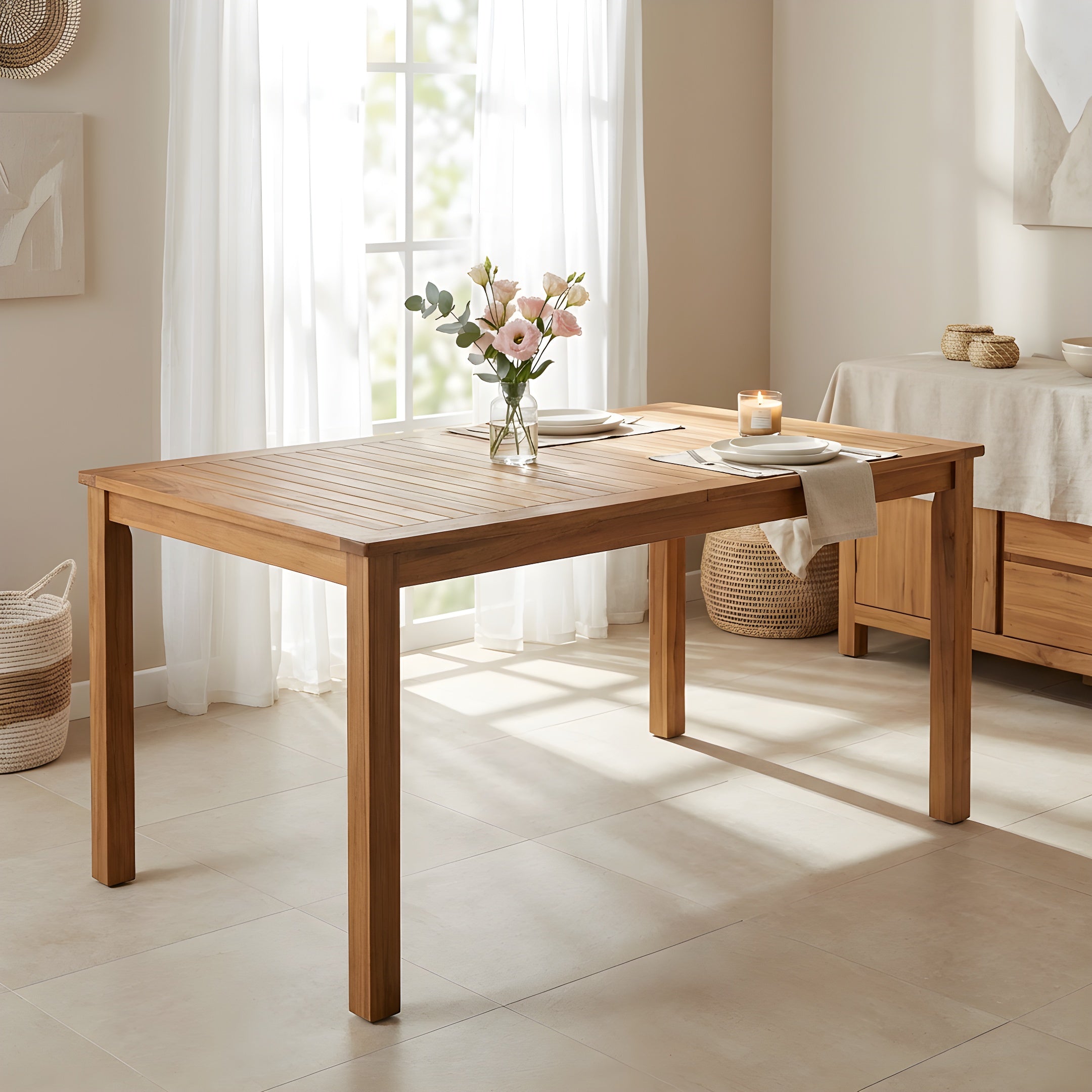 TOPMAX Patio Wooden Dining Table