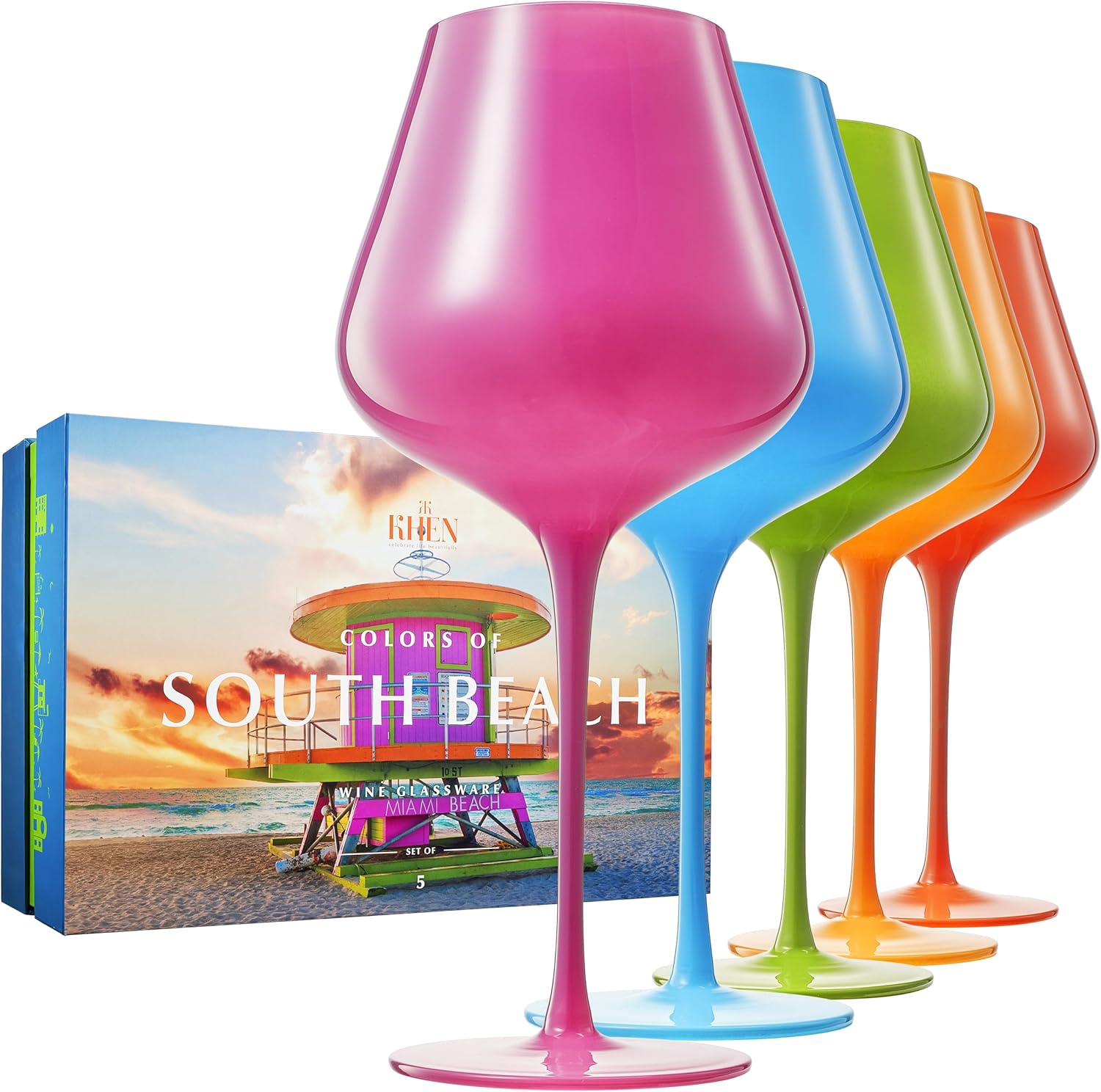Stagioni Stemmed Wine Glasses South Beach, Set of 5