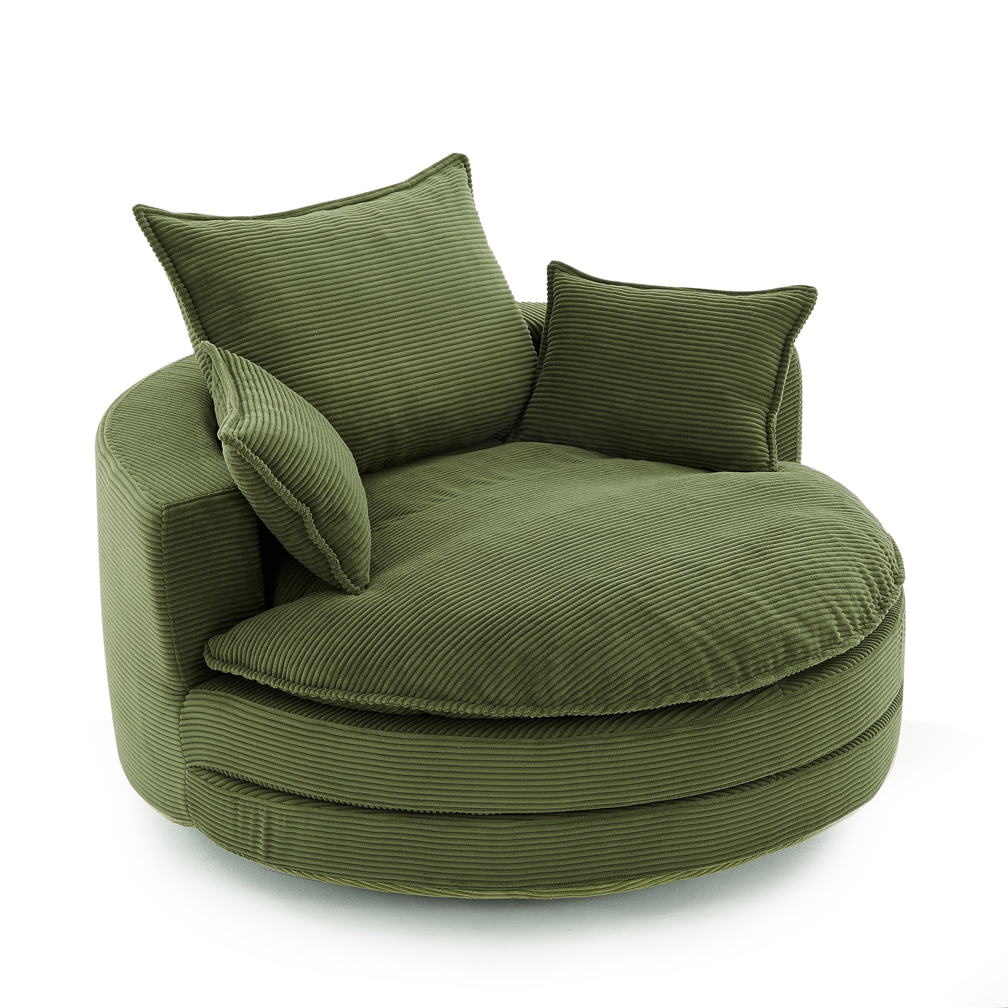 Corduroy 360° Swivel Accent Barrel Chair with 3 Removable Pillows