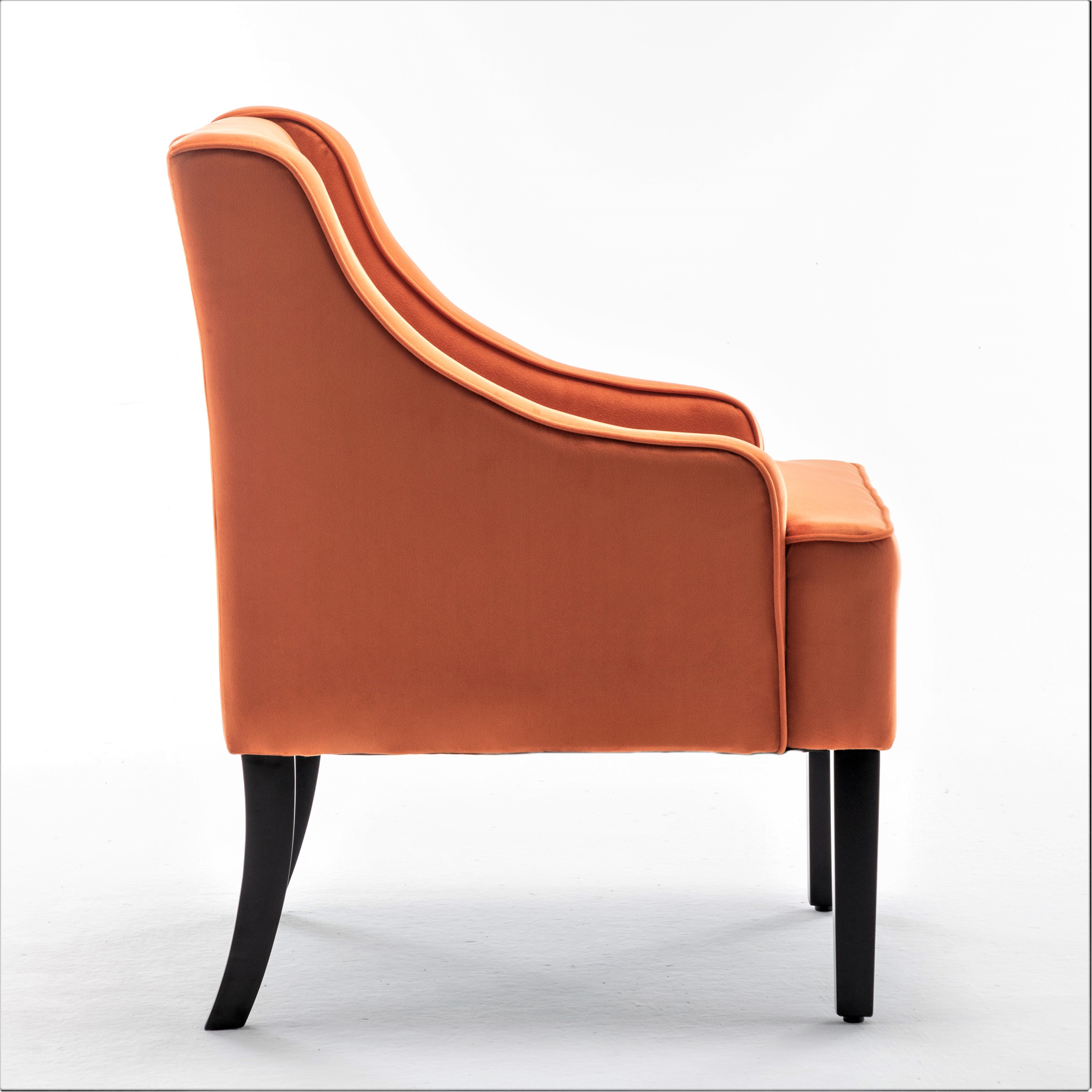Versatile Upholstered Side Chair, Solid Wood Frame with Recessed Arms, Tapered Front Legs and Flared Back Legs, Foam & Sinuous Springs Cushioned Accent Chair for Entryway Bedroom Dining Room