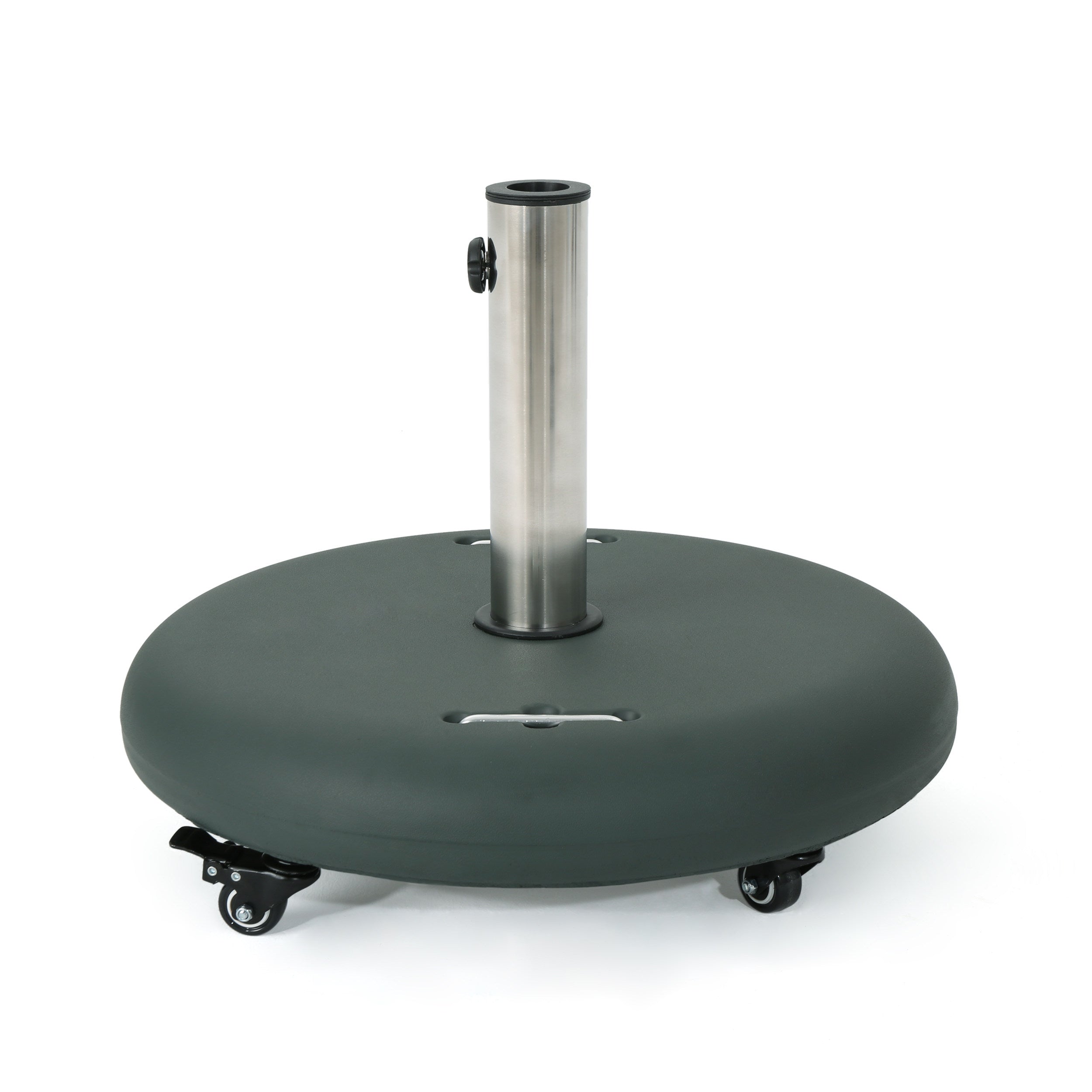 Prehnite Outdoor Round Umbrella Base with Casters and Stainless Steel Holder