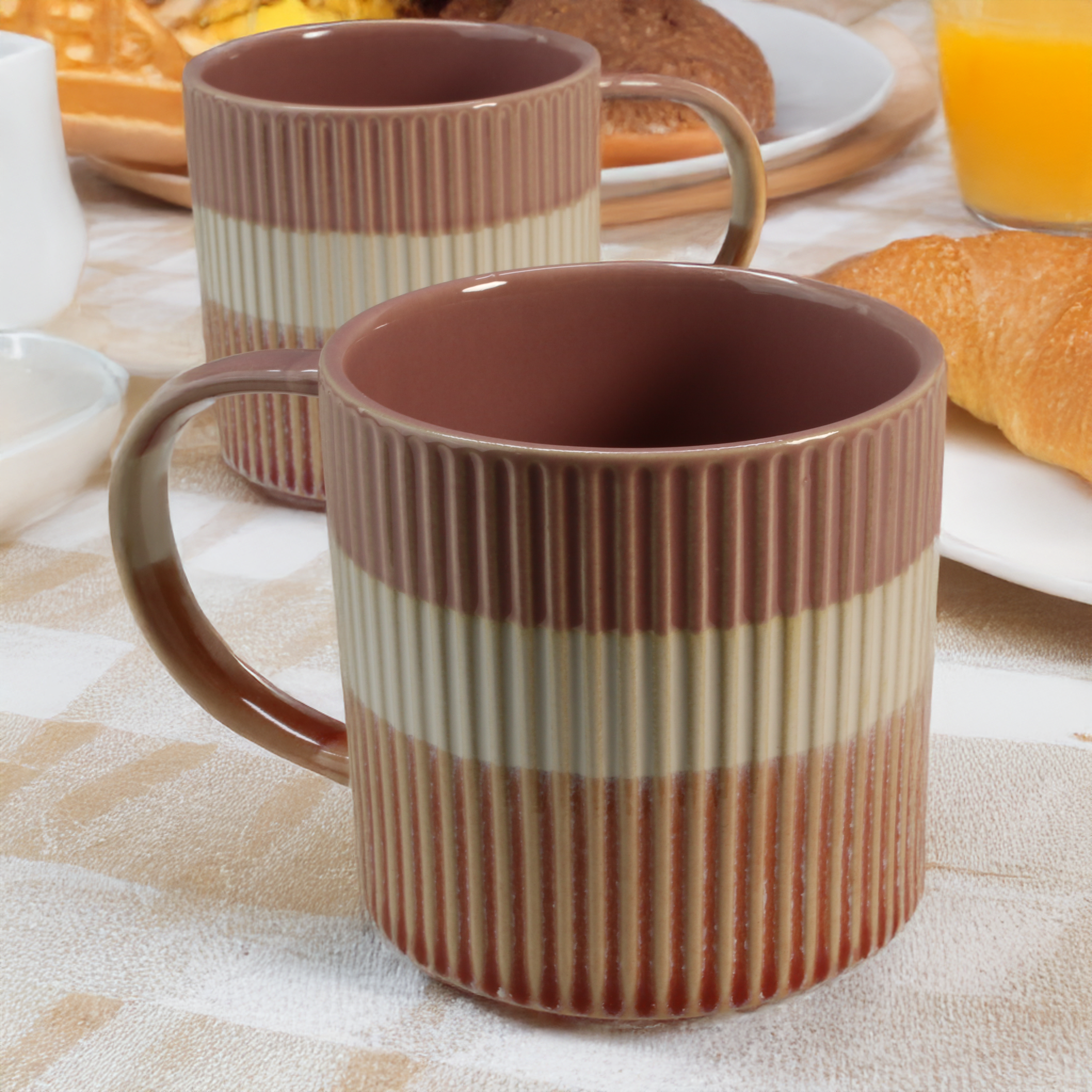 Tri-Color Mugs, Set of 4
