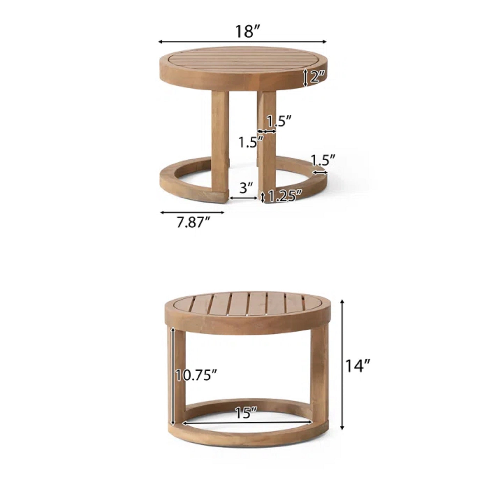 Outdoor Acacia Wood Side Table, 18" Solid Side Table