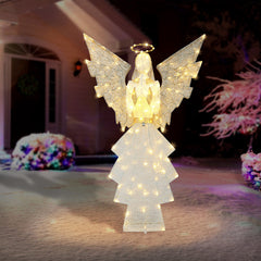 60 in Outdoor Lighted Angel with Warm White LED Lights