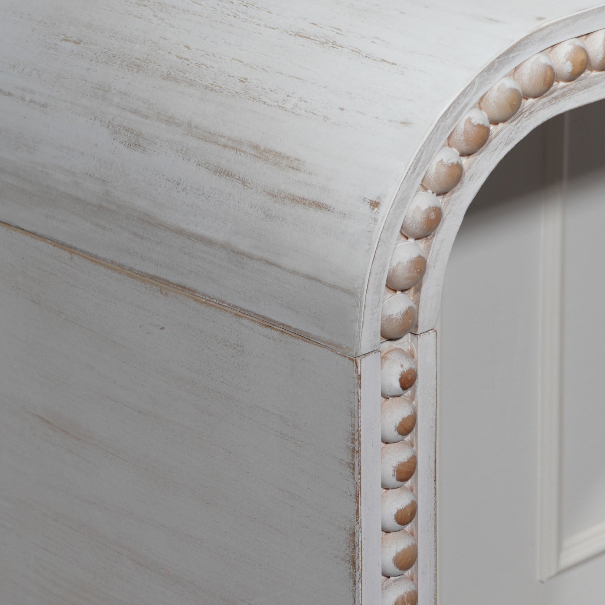 Curved Waterfall-Style Wood Beaded Console Table