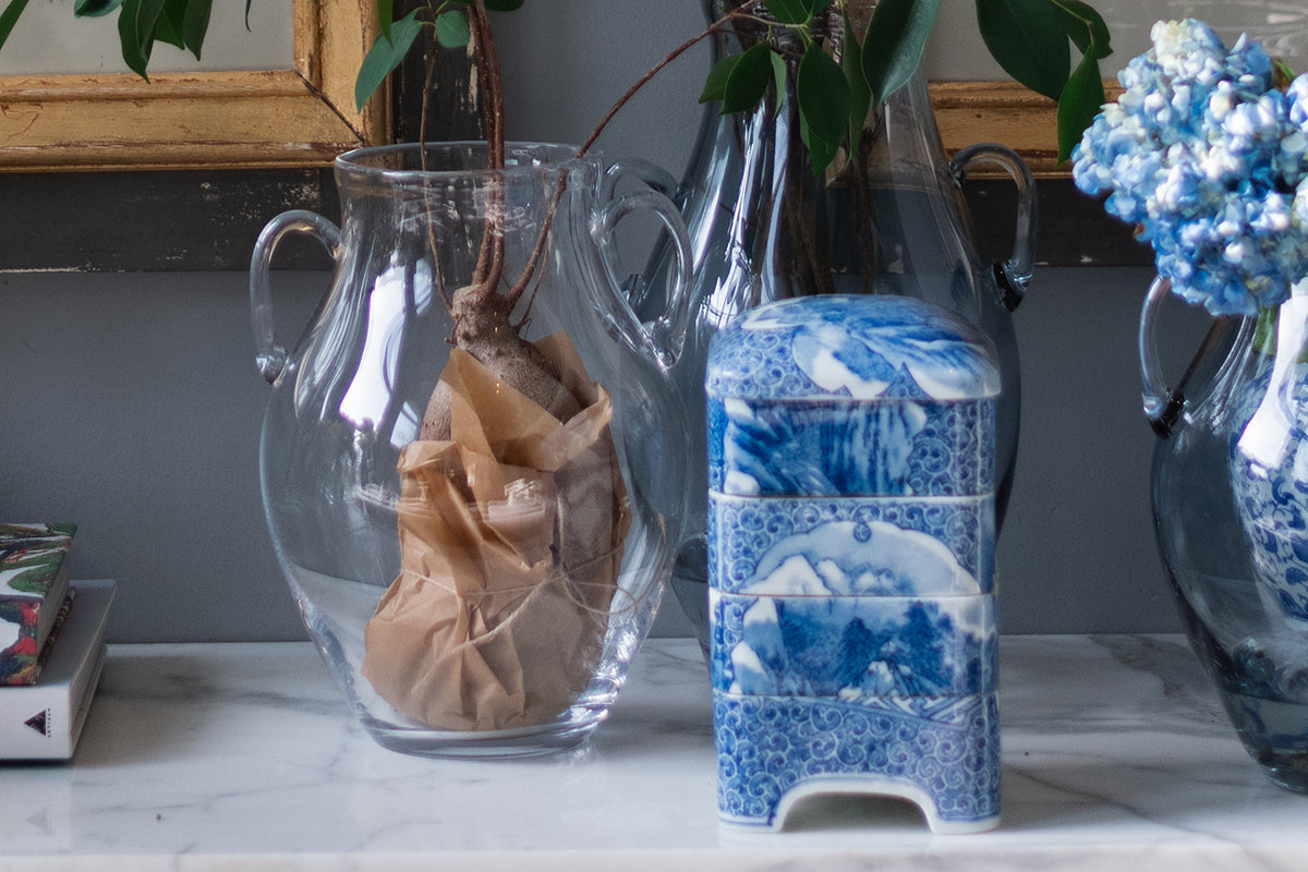 Glass Amphora Flower Vase, Clear