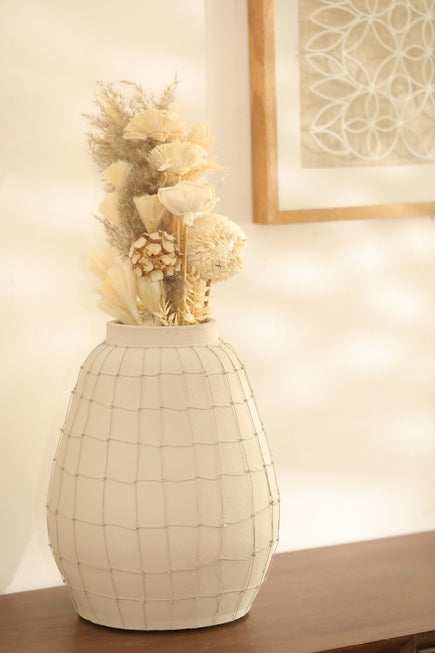 Terracotta Round Bouquet Vase with Wireframe
