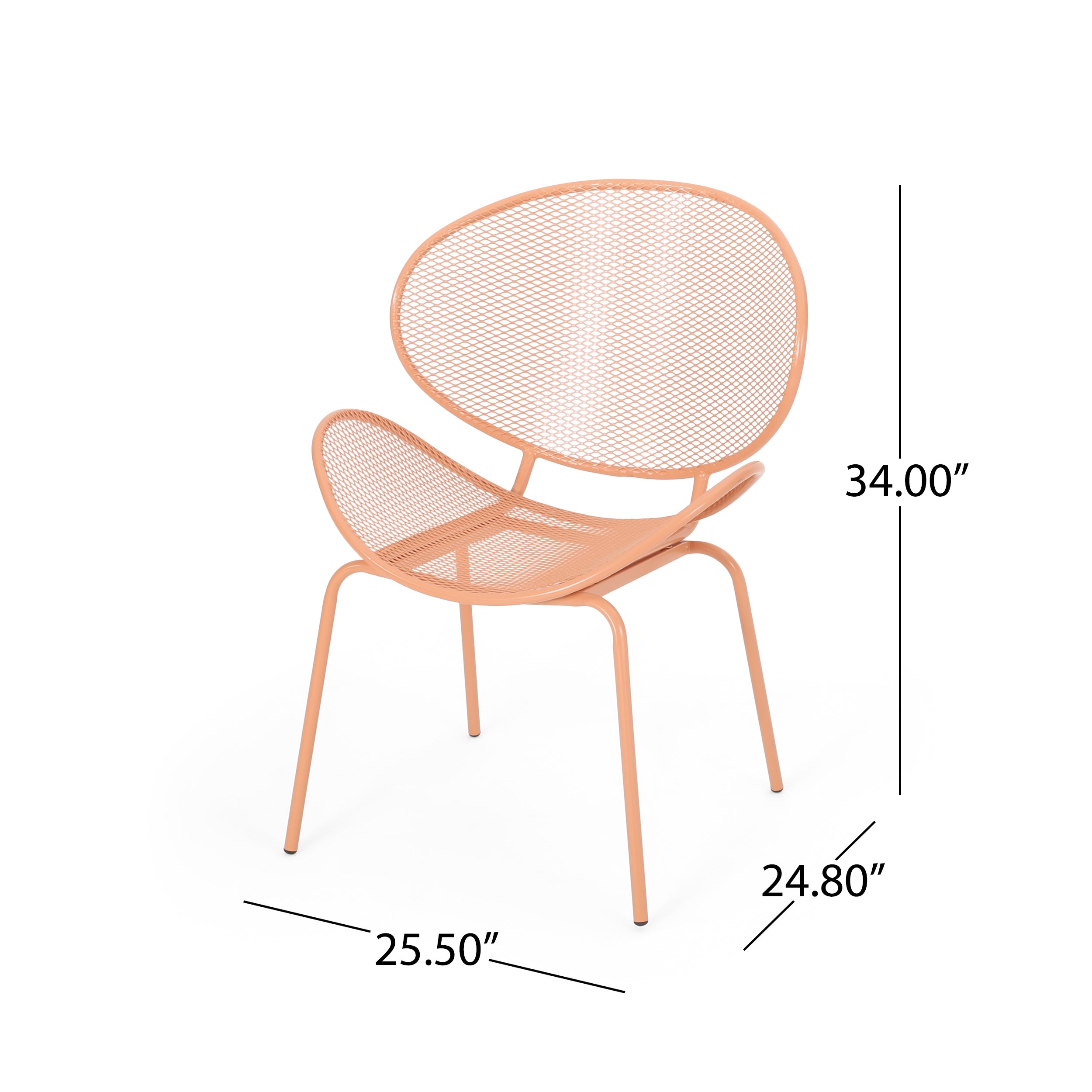 Outdoor Iron Chair with Tapered Legs and Wing Design, Set of 2