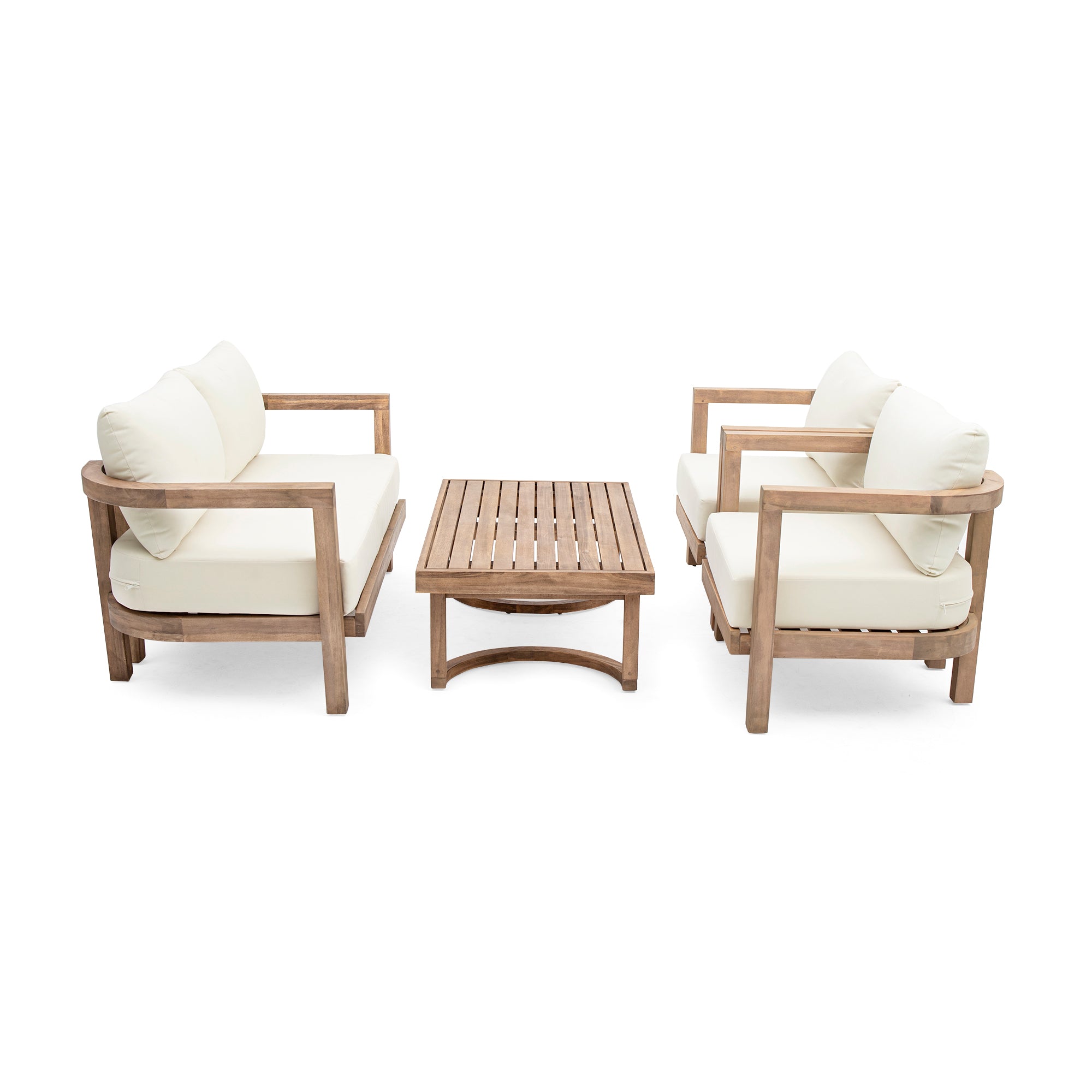 Cosmicly 4-Piece Patio Set with Coffee Table and Slat Panel Design