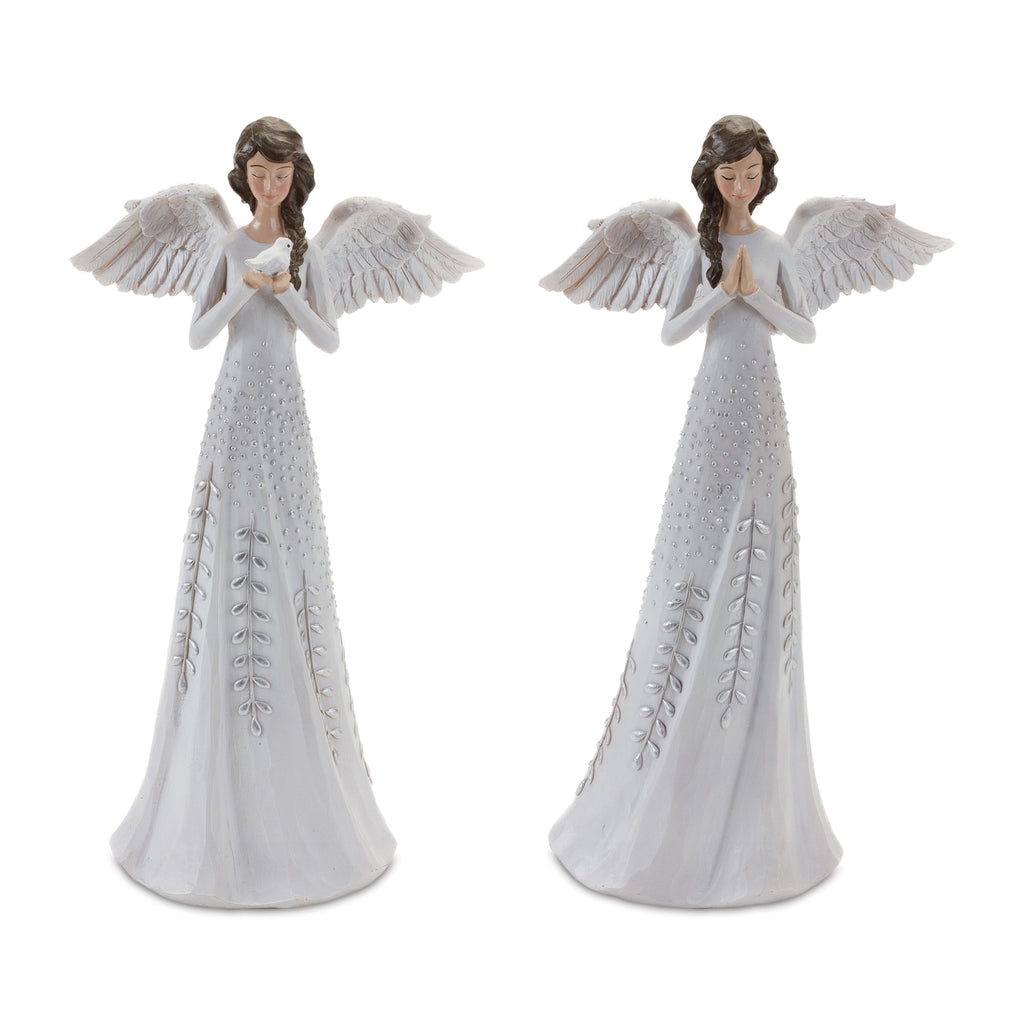 Angel-Figurine-with-Silver-Floral-Accent-(Set-of-2)-Decor