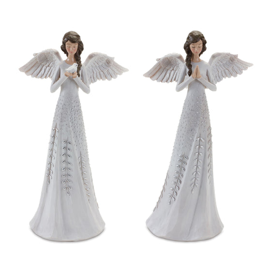 Angel-Figurine-with-Silver-Floral-Accent,-Set-of-2-Decor